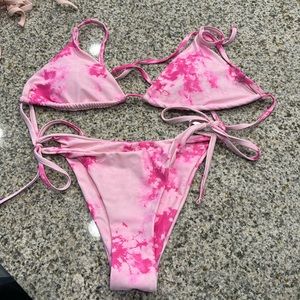 Pink tie-dye bikini set